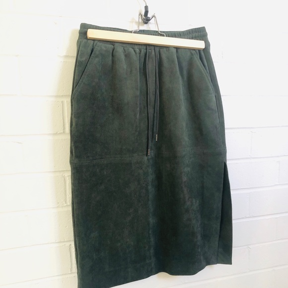 BCBG Suede Midi Skirt with Slit - Picture 3 of 5